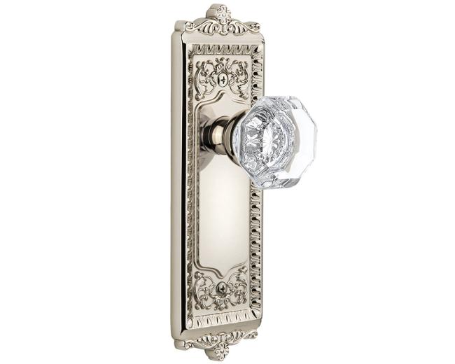 Decorative Side Plates |   Chambord Crystal Door Knobset Decorative Side Plates Brass-Antique/Brass-Polished/Bronze-Timeless/Nickel-Satin/Pewter-Antique