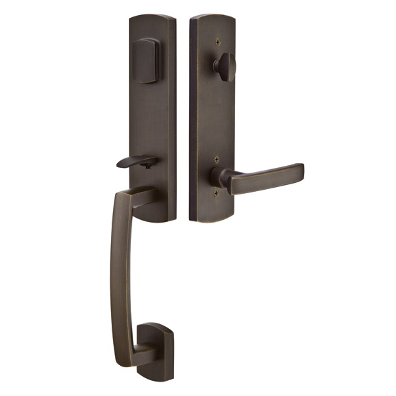 Door Entry Handlesets |   Cast Bronze Logan Door Entry Set Door Black-Flat/Bronze-Medium/Bronze-White-Tumbled