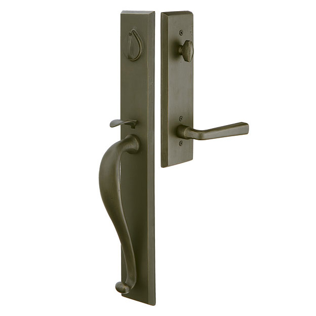 Door Entry Handlesets |   Sandcast Bronze Rectangular Door Entry Set Door Black-Flat/Bronze-Medium/Bronze-White-Tumbled