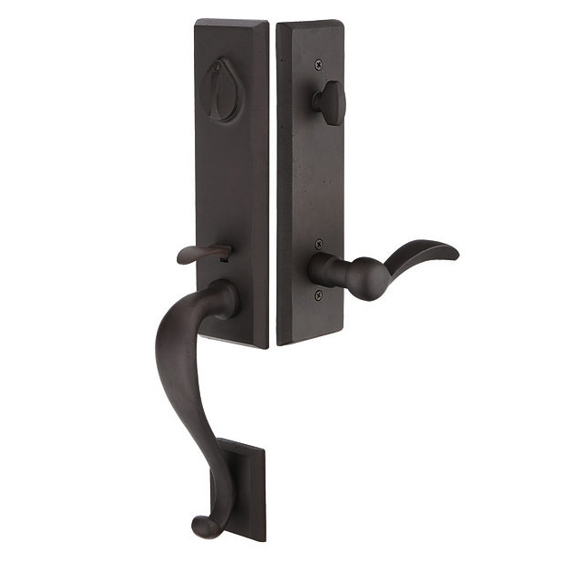 Door Entry Handlesets |   Sandcast Bronze Rectangular Monolithic Door Entry Set Door Black-Flat/Bronze-Medium/Bronze-White-Tumbled