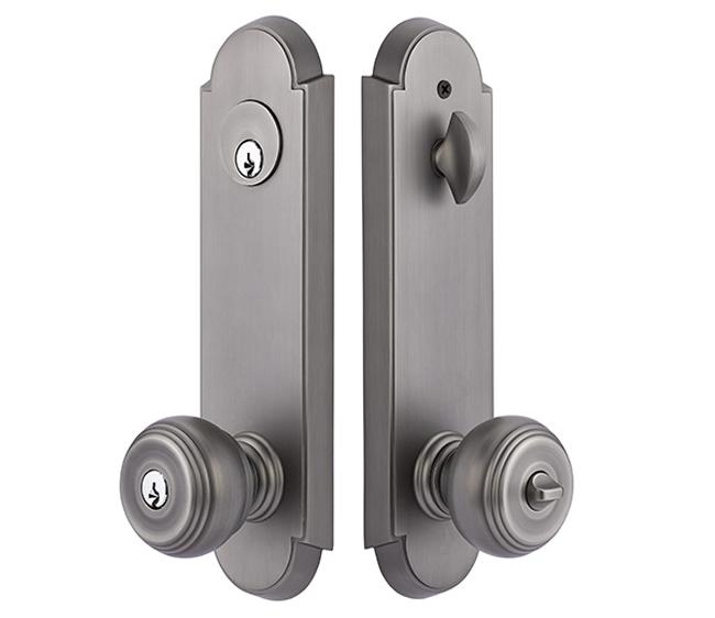 Door Entry Handlesets |   Solid Brass Annapolis Two-Point Lock Set Decorative Side Plates Black-Flat/Brass-Polished - Lifetime/Chrome-Polished/French Antique/Nickel-Satin/Oil Rubbed Bronze/Pewter