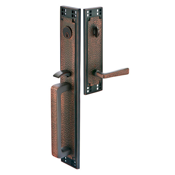 Door Entry Handlesets |   Solid Brass Full Length Arts & Crafts Door Entryset Door Black/Nickel-Satin/Oil Rubbed Bronze