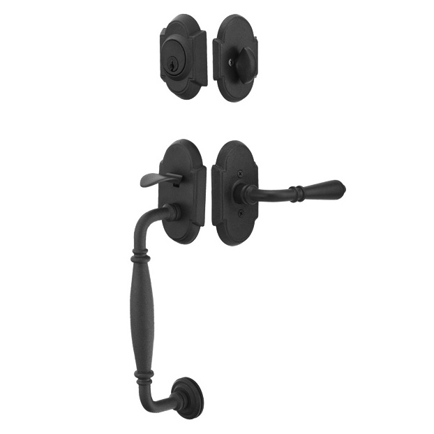 Door Entry Handlesets |   Wrought Steel Normandy Door Entryset Door Black-Flat/Steel-Satin