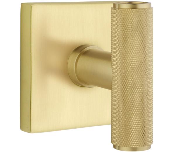 Door Knobs |   Ace Knurled Door Knobset w/Square Rosette Door Black-Flat/Brass-Satin/Brass-Unlacquered/Chrome-Polished/Nickel-Polished/Nickel-Satin