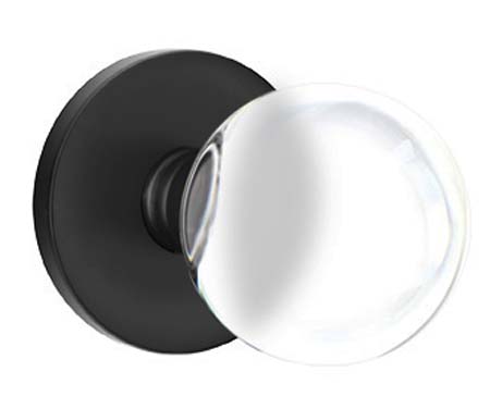 Door Knobs |   Bristol Clear Glass Door Knobset with Disk Rosette Door Black-Flat/Brass-Satin/Chrome-Polished/Nickel-Polished/Nickel-Satin/Oil Rubbed Bronze