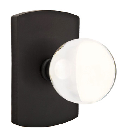 Door Knobs |   Cast Bronze Bristol Glass Door Knobset w/No. 4 Rosette Door Black-Flat/Bronze-Medium/Bronze-White-Tumbled