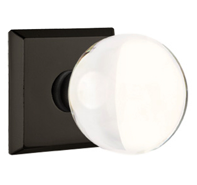 Door Knobs |   Cast Bronze Bristol Glass Door Knobset w/No. 6 Rosette Door Black-Flat/Bronze-Medium/Bronze-White-Tumbled