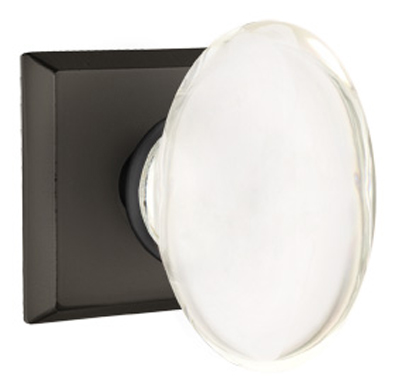 Door Knobs |   Cast Bronze Hampton Glass Door Knobset w/No. 6 Rosette Door Black-Flat/Bronze-Medium/Bronze-White-Tumbled