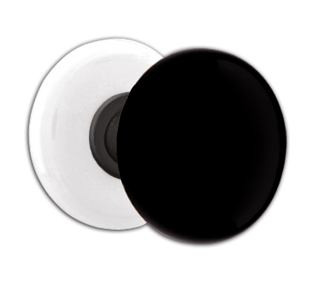 Door Knobs |   Ebony Porcelain Door Knobset and Rosette Door Black-Flat/Brass-Polished - Lifetime/Chrome-Polished/French Antique/Nickel-Satin/Oil Rubbed Bronze/Pewter