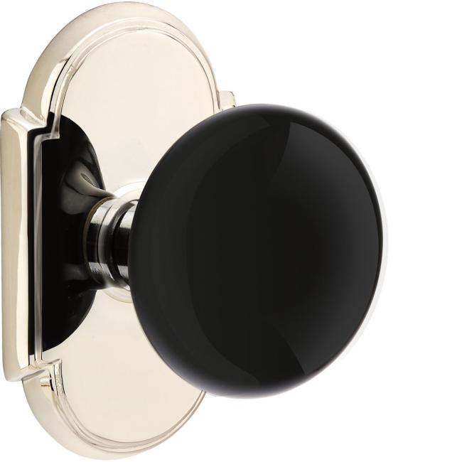 Door Knobs |   Ebony Porcelain Door Knobset w/#8 Rosette Door Black-Flat/Brass-Antique/Brass-Polished/Brass-Satin/Brass-Unlacquered/Bronze-Oil Rubbed/Chrome-Polished/Nickel-Polished/Nickel-Satin/Pewter