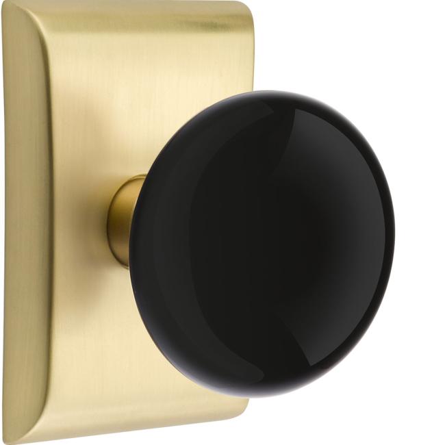 Door Knobs |   Ebony Porcelain Door Knobset w/Neos Rosette Door Black-Flat/Brass-Antique/Brass-Polished/Brass-Satin/Brass-Unlacquered/Bronze-Oil Rubbed/Chrome-Polished/Nickel-Polished/Nickel-Satin/Pewter