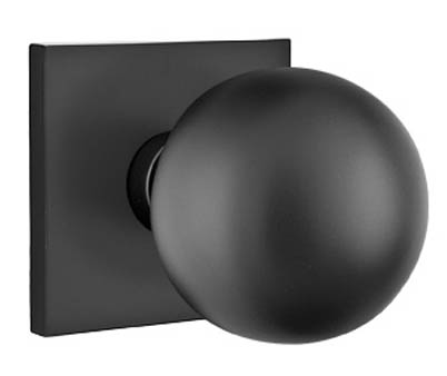 Door Knobs |   Modern Orb Door Knobset w/Square Rosette Door Black-Flat/Brass-Satin/Chrome-Polished/Nickel-Satin/Oil Rubbed Bronze