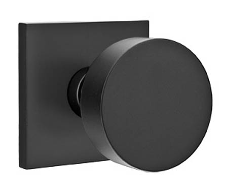 Door Knobs |   Modern Round Door Knobset w/Square Rosette Door Black-Flat/Brass-Satin/Chrome-Polished/Nickel-Polished/Nickel-Satin/Oil Rubbed Bronze