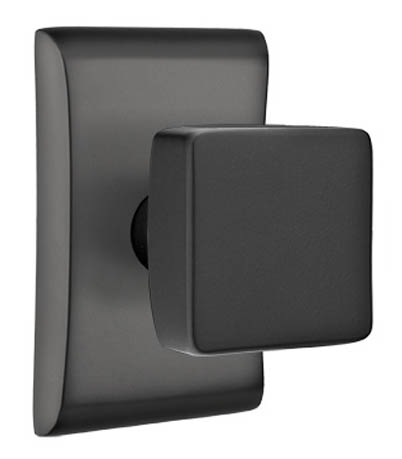 Door Knobs |   Modern Square Door Knobset w/Neos Rosette Door Black-Flat/Brass-Satin/Chrome-Polished/Nickel-Satin/Oil Rubbed Bronze