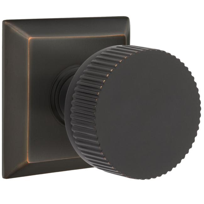 Door Knobs |   Select Conical Straight Knurled Door Knobset w/Quincy Rosette Door Black-Flat/Brass-Satin/Brass-Unlacquered/Bronze-Oil Rubbed/Chrome-Polished/Nickel-Polished/Nickel-Satin