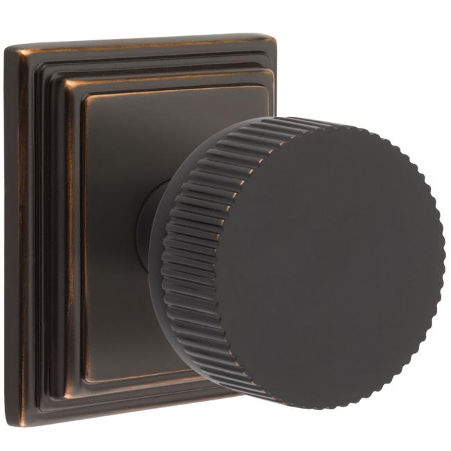 Door Knobs |   Select Conical Straight Knurled Door Knobset w/Wilshire Rosette Door Black-Flat/Brass-Satin/Brass-Unlacquered/Bronze-Oil Rubbed/Chrome-Polished/Nickel-Polished/Nickel-Satin