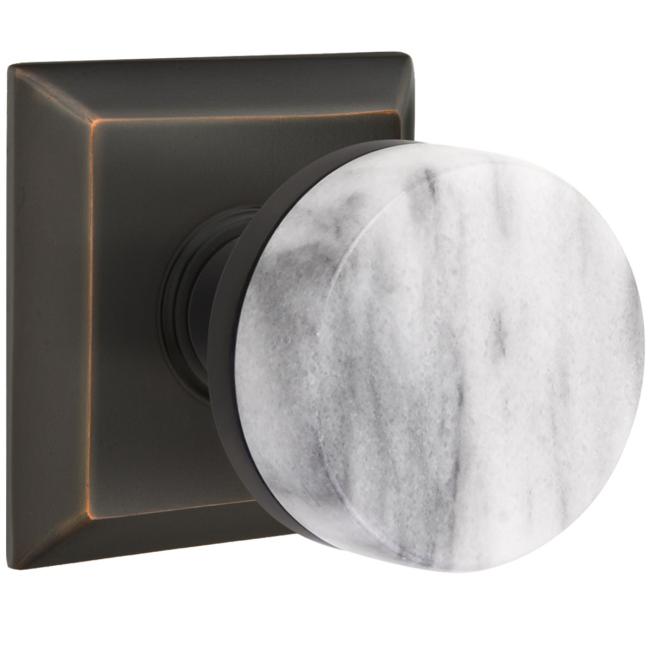 Door Knobs |   Select Conical White Marble Door Knobset w/Quincy Rosette Door Black-Flat/Brass-Satin/Brass-Unlacquered/Bronze-Oil Rubbed/Chrome-Polished/Nickel-Polished/Nickel-Satin