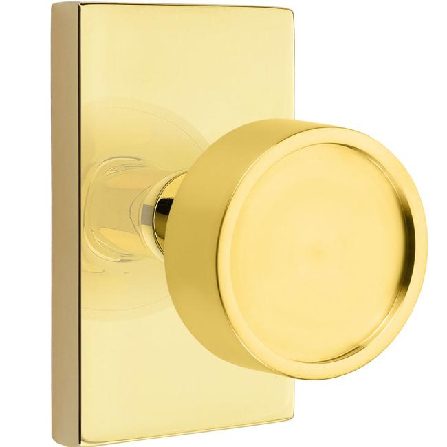 Door Knobs |   Verve Door Knobset w/ Modern Rectangular Rosette Door Black-Flat/Brass-Satin/Brass-Unlacquered/Bronze-Oil Rubbed/Chrome-Polished/Nickel-Polished/Nickel-Satin