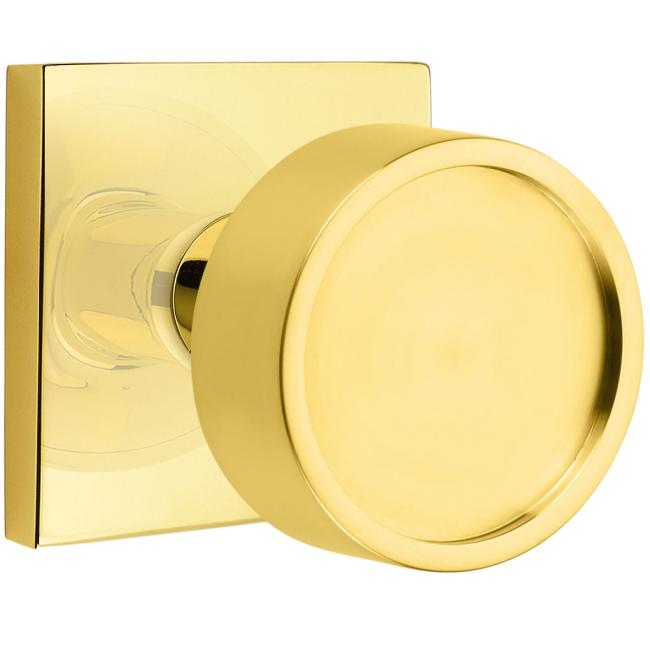 Door Knobs |   Verve Door Knobset w/ Square Rosette Door Black-Flat/Brass-Satin/Brass-Unlacquered/Bronze-Oil Rubbed/Chrome-Polished/Nickel-Polished/Nickel-Satin