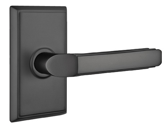 Door Levers |   Milano Door Leverset w/Rectangular Rosette Door Black-Flat/Brass-Polished - Lifetime/Chrome-Polished/French Antique/Nickel-Satin/Oil Rubbed Bronze/Pewter