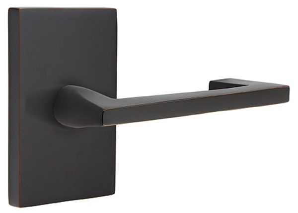 Door Levers |   Modern Modern Argos Door Leverset w/Modern Rectangular Rosette Door Black-Flat/Brass-Satin/Bronze-Oil Rubbed/Chrome-Polished/Nickel-Polished/Nickel-Satin