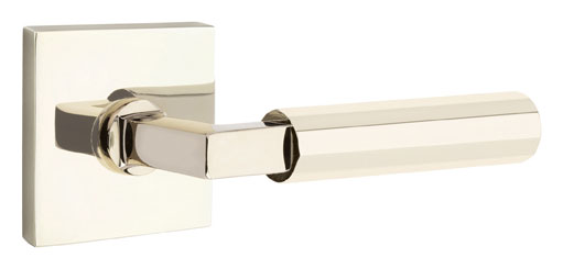 Door Levers |   Select Faceted L-Square Door Leverset w/Square Rosette Door Black-Matte/Brass-Satin/Brass-Unlacquered/Bronze-Oil Rubbed/Chrome-Polished/Nickel-Polished/Nickel-Satin