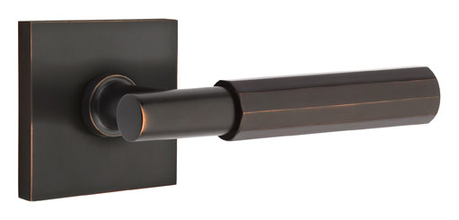 Door Levers |   Select Faceted T-Bar Door Leverset w/Square Rosette Door Black-Matte/Brass-Satin/Brass-Unlacquered/Bronze-Oil Rubbed/Chrome-Polished/Nickel-Polished/Nickel-Satin