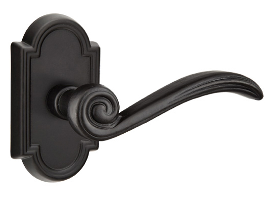 Door Levers |   Tuscany Medici Door Leverset w/Scalloped Rosette Door Black-Flat/Bronze-Medium