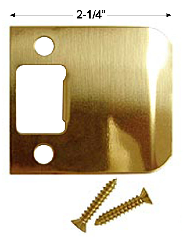 Door Lock Filler, Strike Plates & Protectors |   1-3/4″ (44mm) Extended Lip Strike Plate – EACH (Polished Brass) Door Door Lock Filler, Strike Plates & Protectors