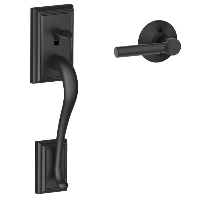 Electronic & Pushbutton Locks |   Addison Door Entrance Lower Handleset w/Broadway Interior Lever Door Black-Matte/Nickel-Satin