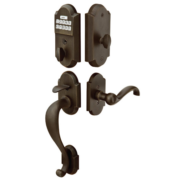 Electronic & Pushbutton Locks |   Electronic Keypad Entry Handleset – Sandcast Bronze Style Door Black-Flat/Bronze-Medium