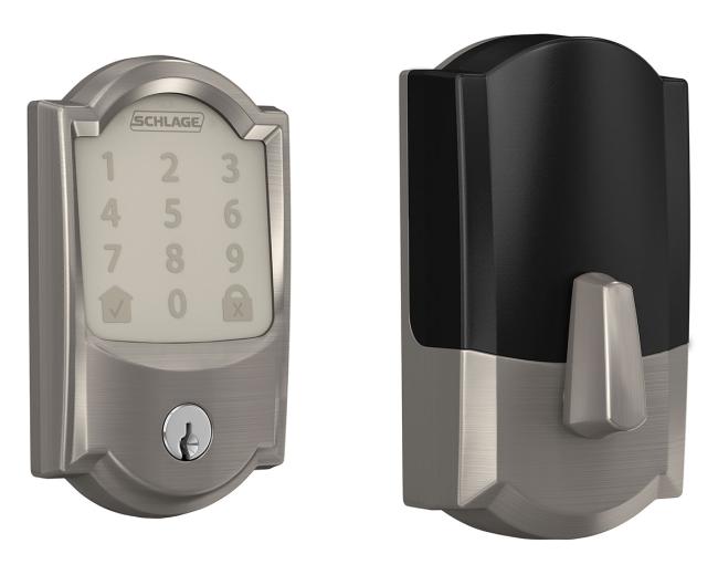 Electronic & Pushbutton Locks |   Encode™ BE489WBC Smart WiFi Deadbolt with Camelot Trim Deadbolts Black-Matte/Nickel-Satin