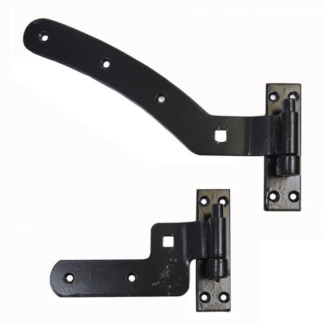 Gate Hardware |   12″ (305mm) Curved Rail Hinge Kit- PAIR Door Black/Steel