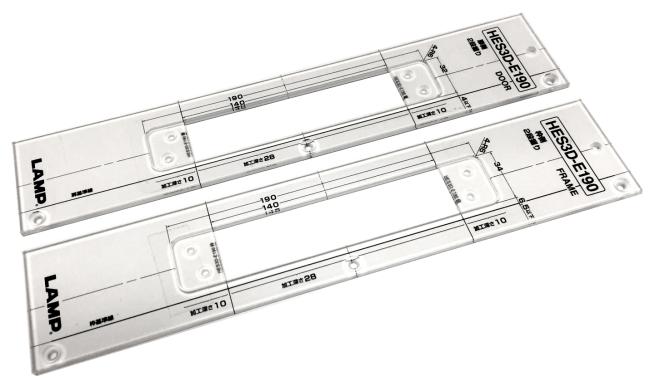 Hardware Mounting Jigs & Templates |   Plastic Jig Template for HES3D-E190 Concealed Hinge – SET Door Hardware Mounting Jigs & Templates