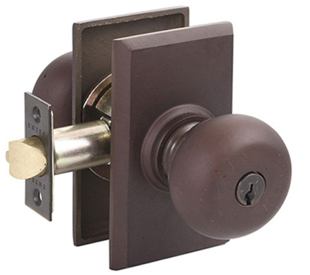 Key In Locks, Knobs & Levers |   Cast Bronze Winchester Keyed Entry Door Knobset w/No. 3 Rosette Door Black-Flat/Bronze-Medium