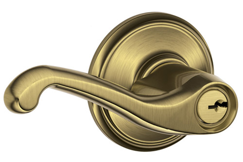 Key In Locks, Knobs & Levers |   Flair Keyed Entry Door Lever Set Door Brass-Antique/Brass-Polished/Bronze-Aged/Chrome-Polished/Chrome-Satin/Nickel-Satin/Pewter