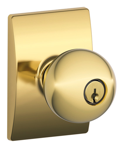 Key In Locks, Knobs & Levers |   Orbit Keyed Entry Door Knob Set with Century Trim Door Brass-Polished/Chrome-Polished/Chrome-Satin/Nickel-Satin