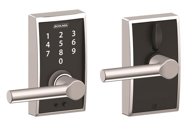 Key In Locks, Knobs & Levers |   Touch™ FE695 Keyless Touchscreen Lockset – w/Century Trim and Broadway Lever Door Black-Matte/Bronze-Aged/Chrome-Polished/Chrome-Satin/Nickel-Satin