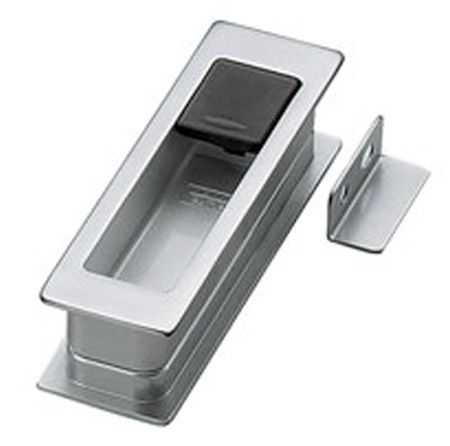 Pocket, Sliding Door Handles & Locks |   Recessed Door Pull with Door Stopper Door Chrome-Polished/Chrome-Satin