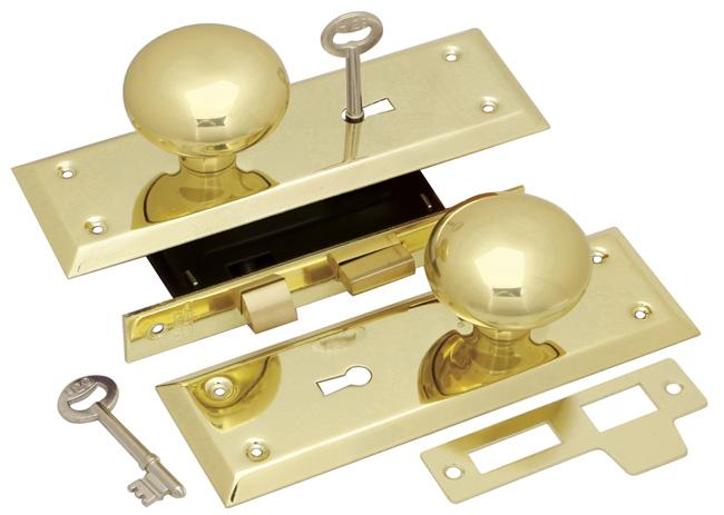 Replacement Knobs, Rosettes & Door Sets |   Keyed Mortise Lockset – SET (Polished Brass) Door Replacement Knobs, Rosettes & Door Sets