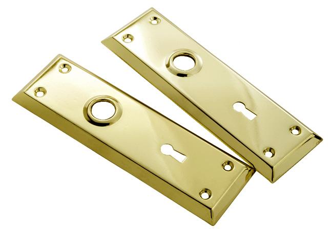 Replacement Knobs, Rosettes & Door Sets |   Mortise Trim Plates – SET (Polished Brass) Door Replacement Knobs, Rosettes & Door Sets