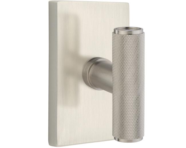 Door Knobs |   Ace Knurled Door Knobset w/Modern Rectangular Rosette Door Black-Flat/Brass-Satin/Brass-Unlacquered/Chrome-Polished/Nickel-Polished/Nickel-Satin