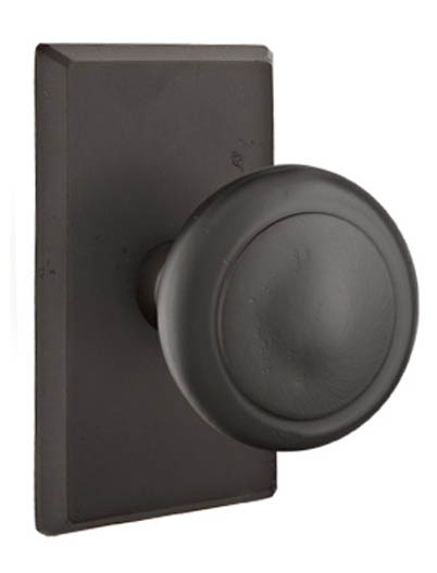 Door Knobs |   Cast Bronze Butte Door Knobset w/No.3 Style Rosette Door Black-Flat/Bronze-Medium/Bronze-White-Tumbled