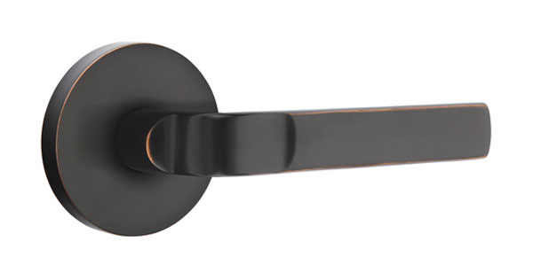 Door Levers |   Modern Aston Door Leverset w/Disk Rosette Door Black-Flat/Brass-Satin/Brass-Unlacquered/Bronze-Oil Rubbed/Chrome-Polished/Nickel-Polished/Nickel-Satin