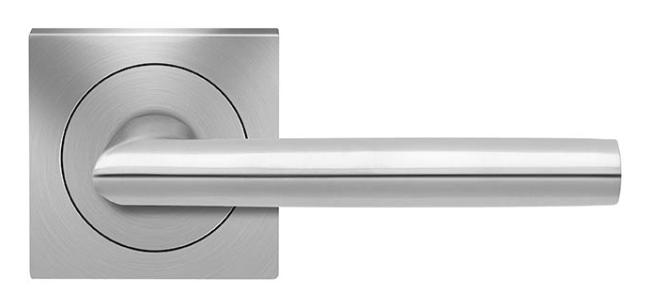 Door Levers |   Verona Door Leverset w/Square Rosette Door Black-Matte/Stainless Steel-Satin